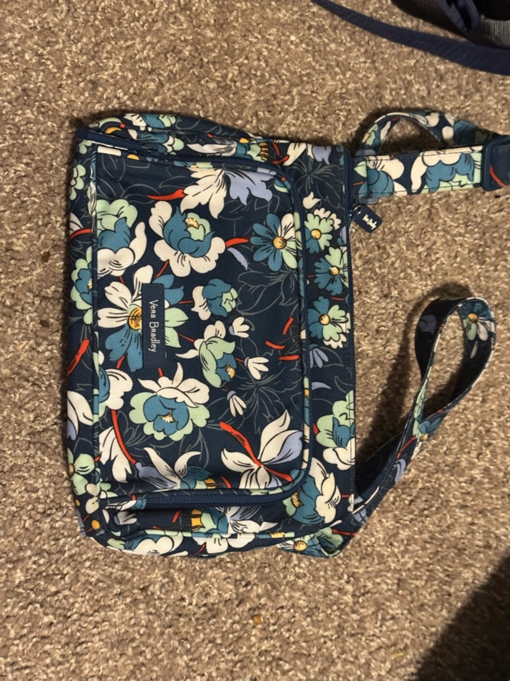 Vera Bradley Navy Floral Crossbody with Teal & White Accents